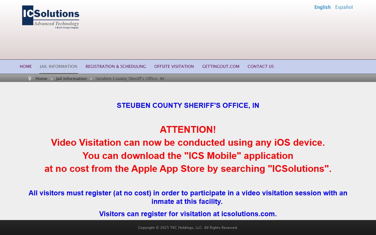 Steuben County Jail video visitation instructions through ICSolutions