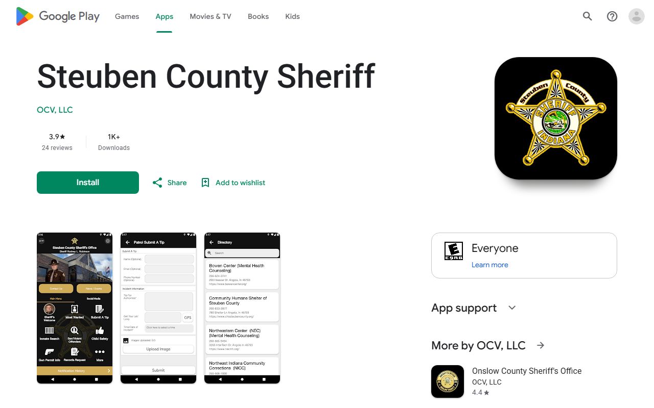 Steuben County Sheriff app jail inmate search access for booking photos